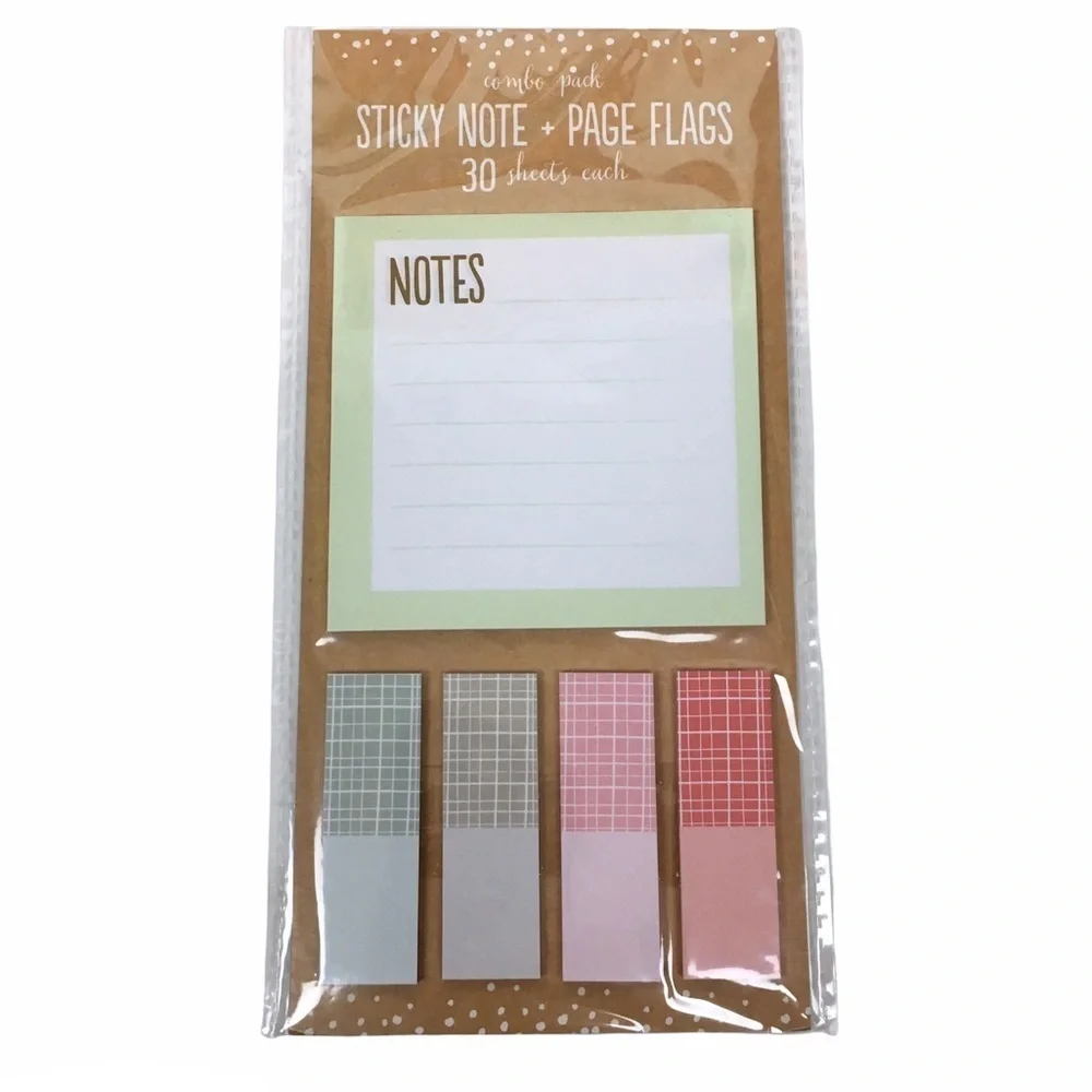 Christmas Plaid Dots Stationery Set Notepad Sticky Notes Page Flags Washi Tape